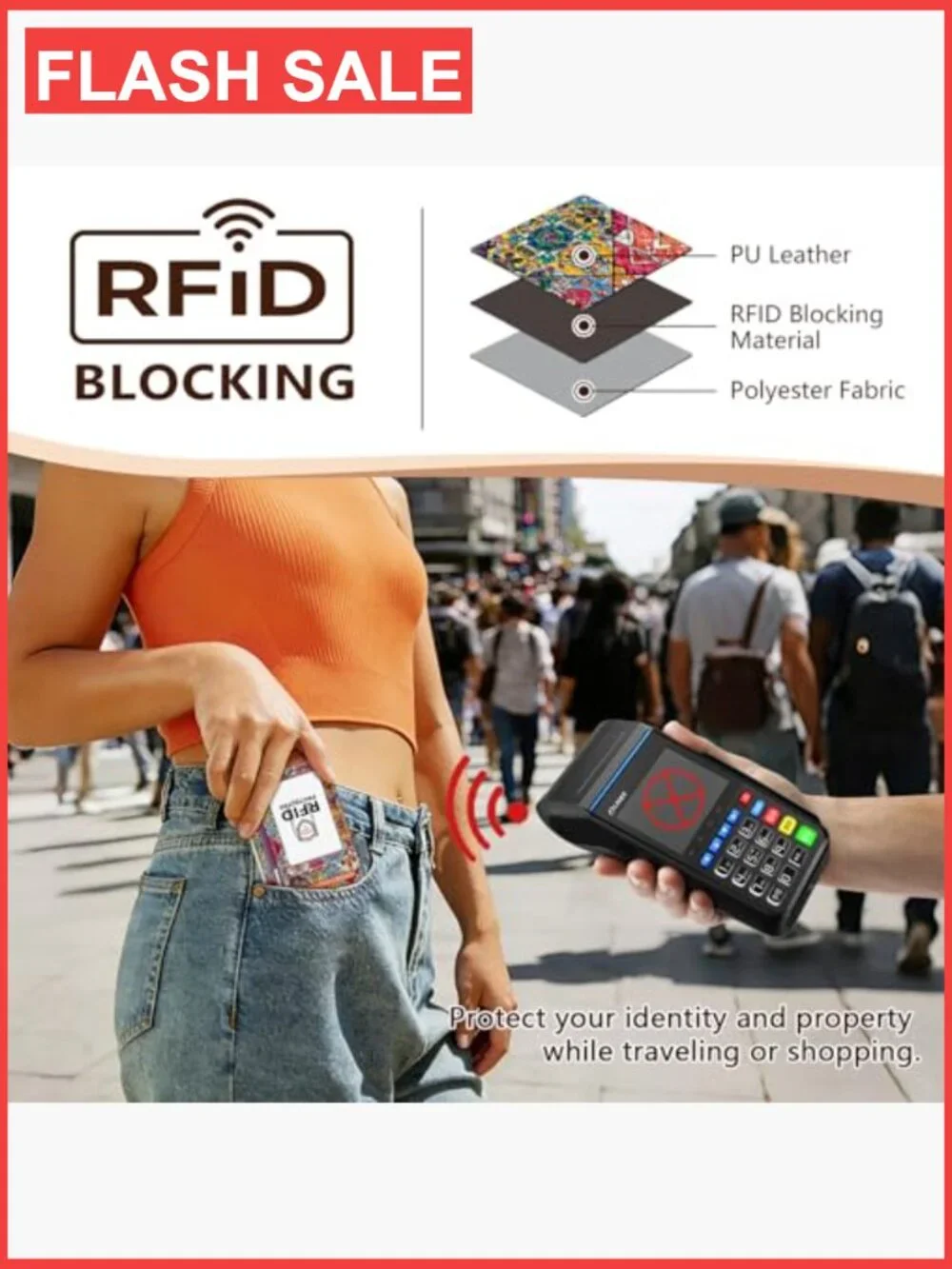 Slim RFID Blocking Credit Card Holder Wallet with Keychain